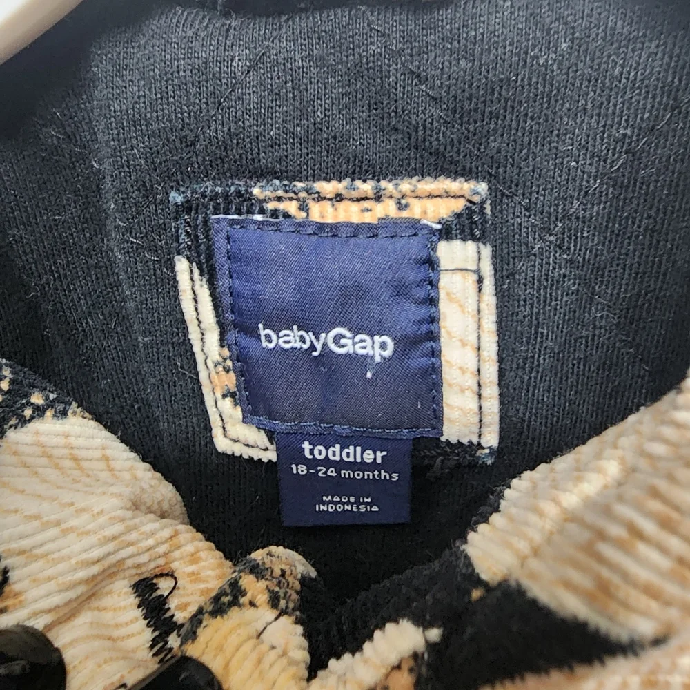 Baby‎ Gap Jacket 18 - 24 Months Button Front Corduroy Floral Black Cream B974